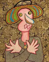 Diane de Méridor by Enrico Baj, Acrylics and collage on panel, sold May 2026