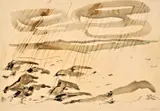 Untitled (Rain) by Fausto Melotti, Tempera, pyrography, and pastel on paper, sold May 2026