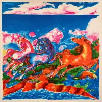 Foulard by Aligi Sassu, Acrylic on starched fabrics, sold Mar 2026