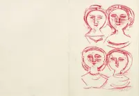 Self portrait by Massimo Campigli, Pencil on greeting card with signed etching, offered Mar 2026