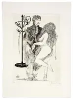 Lot of two works on paper: Portrait de Moi-même by Leherb, Watercolor and ballpoint pen on paper, sold Mar 2026
