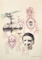 Self portrait by Giuseppe Guerreschi, Mixed media on paper applied on panel, sold Mar 2026