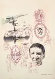 Self portrait by Giuseppe Guerreschi, Mixed media on paper applied on panel, sold Mar 2026