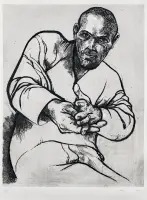 Self portrait by Giuliano Vangi, Etching, ed, offered Mar 2026