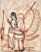 Fishermen by Luigi Bartolini, Sanguine and ink on paper, offered Mar 2026