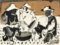 Hombre by José Ortega, Ink and tempera on paper, sold Mar 2026