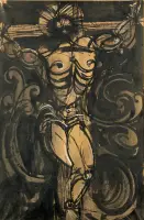 Christ crucified by Lojze Spazzapan, Tempera on paper, sold Mar 2026