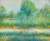 Pescara by Michele Cascella, Colored chalk on paper, sold Mar 2026