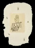 Carte siciliane (nr. 6) by Mimmo Paladino, Three-color etching on two sheets, insects engraved on magnesium foil, ed, sold Nov 2025