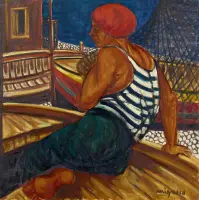 Fisherman by Giuseppe Migneco, Oil on canvas, sold Nov 2025