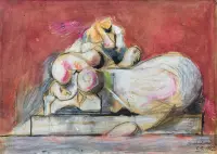 Rocks by Graham Sutherland, Mixed media and pastels on paper, sold Nov 2025