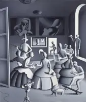 That 17th Century Show by Mark Kostabi, Acrylic on canvas, sold Nov 2025