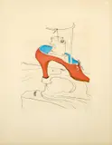 The Curse Conquered (After 50 years of surrealism) by Salvador Dalí, Drypoint etching with stencil on Arches paper, ed, sold May 2025