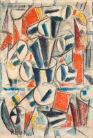 Nature morte (Contraste des formes) by Fernand Léger, Gouache and charcoal on paper transferred to panel, sold May 2025