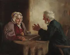 Playing dominoes by Charles Spencelayh, Rms, Hrbsa, sold Jan 2011
