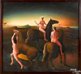 of nude women on horseback by Elling Reitan, oil on canvas, offered Mar 2015