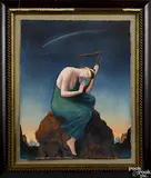of a woman and lyre by Elling Reitan, gouache, sold Mar 2015