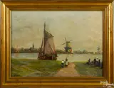 Dutch landscape with a windmill by Otto Witte, oil on canvas, sold Mar 2015