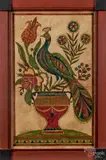 drawing of a peacock on a floral urn by G. B. French, watercolor, sold Jan 2015