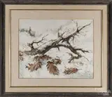 winter landscape by Jerry Quier, watercolor, sold Jan 2015