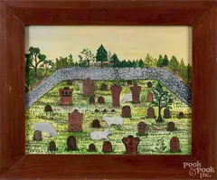 landscape with a cemetery by Barbara Strawser, watercolor, sold Jan 2015