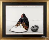 of a Native American Indian by Bemic Nelson Yellowman, watercolor, sold Jan 2015