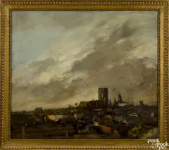 Philadelphia rooftops by Seymour Remenick, oil on canvas, sold Jan 2015