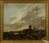 Philadelphia rooftops by Seymour Remenick, oil on canvas, sold Jan 2015