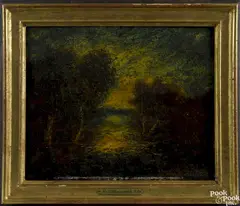 landscape by Ralph Albert Blakelock, oil on panel, sold Jan 2015