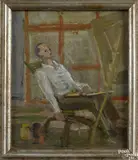 of the artist at his easel by Franklin C. Watkins, oil on canvas, offered Jan 2015