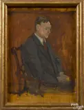 of a seated man by Franklin C. Watkins, oil on canvas, offered Jan 2015