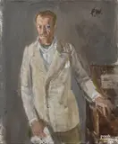 portrait of a gentleman with a white coat by Franklin C. Watkins, oil on canvas, offered Jan 2015