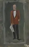 portrait of a gentleman with a red jacket by Franklin C. Watkins, oil on canvas, offered Jan 2015
