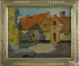 titled The Silent Street: Bruges Belgium by Edith Lucille Howard, oil on canvas, offered Jan 2015