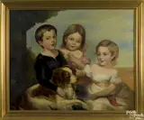 portrait of three children and a dog by John L. Harding, oil on canvas, sold Jan 2015