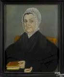 portrait of a woman holding a book by Micah Williams, pastel, sold Jan 2015