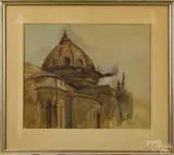 architectural study by Seymour Remenick, watercolor, sold Dec 2014