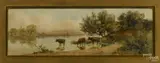 landscape with cows on a river bank by Albert A. Matthews, watercolor, sold Dec 2014