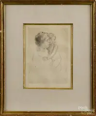 Untitled by Mary Stevens Cassatt, etching, sold Dec 2014