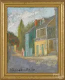 street scene by Hildegarde Hume Hamilton, oil on board, sold Dec 2014