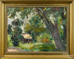 impressionist landscape by Vladimir Lebedev, oil on board, sold Dec 2014