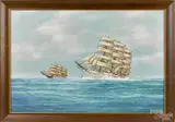 portrait of sailing ships by John Arnold, oil on canvas, offered Dec 2014