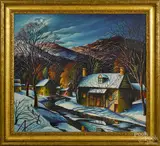 winter landscape by Carol Sirak, oil on canvas, offered Dec 2014