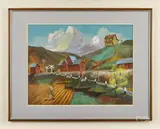 landscape with railroad by Louis Orndorff, gouache, offered Dec 2014