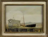 impressionist harbor scene by Seymour Remenick, oil on board, sold Dec 2014