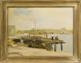 impressionist dock scene by Seymour Remenick, oil on board, offered Dec 2014