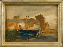 impressionist harbor scenes by Seymour Remenick, oil on board, sold Dec 2014