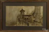 cityscape by Seymour Remenick, watercolor, offered Dec 2014