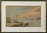 harbor scene by Seymour Remenick, watercolor, offered Dec 2014