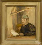 impressionist portrait of father and son by Seymour Remenick, oil on board, offered Dec 2014